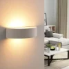 Lindby Aurel wandlamp, gips, wit, halfrond