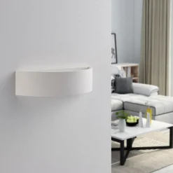 Lindby Aurel wandlamp, gips, wit, halfrond