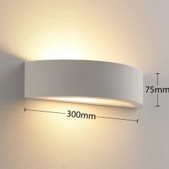 Lindby Aurel wandlamp, gips, wit, halfrond
