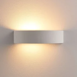 Lindby Aurel wandlamp, gips, wit, halfrond