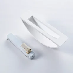 Lindby Aurel wandlamp, gips, wit, halfrond