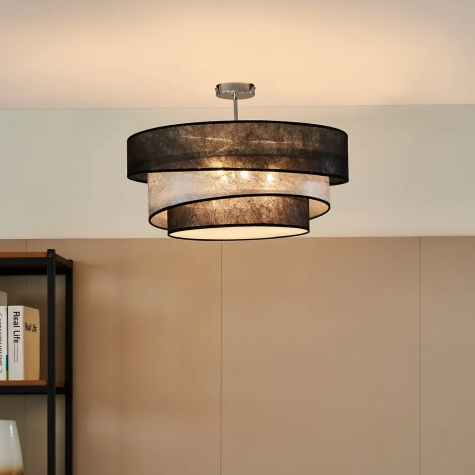 Lindby Ayvira plafondlamp, zwart, zilver