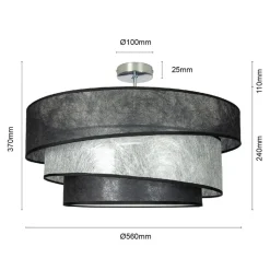 Lindby Ayvira plafondlamp, zwart, zilver