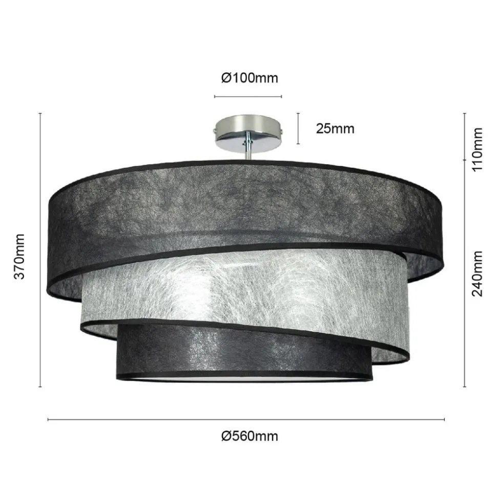 Lindby Ayvira plafondlamp, zwart, zilver