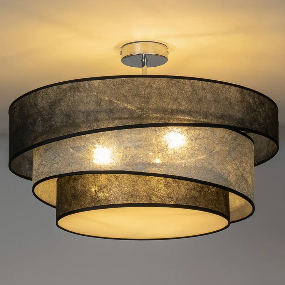 Lindby Ayvira plafondlamp, zwart, zilver