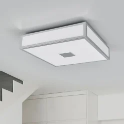 Lindby badkamer plafondlamp Eniola, 30 cm, wit/grijs, IP44