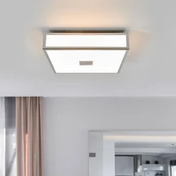 Lindby badkamer plafondlamp Eniola, 30 cm, wit/grijs, IP44