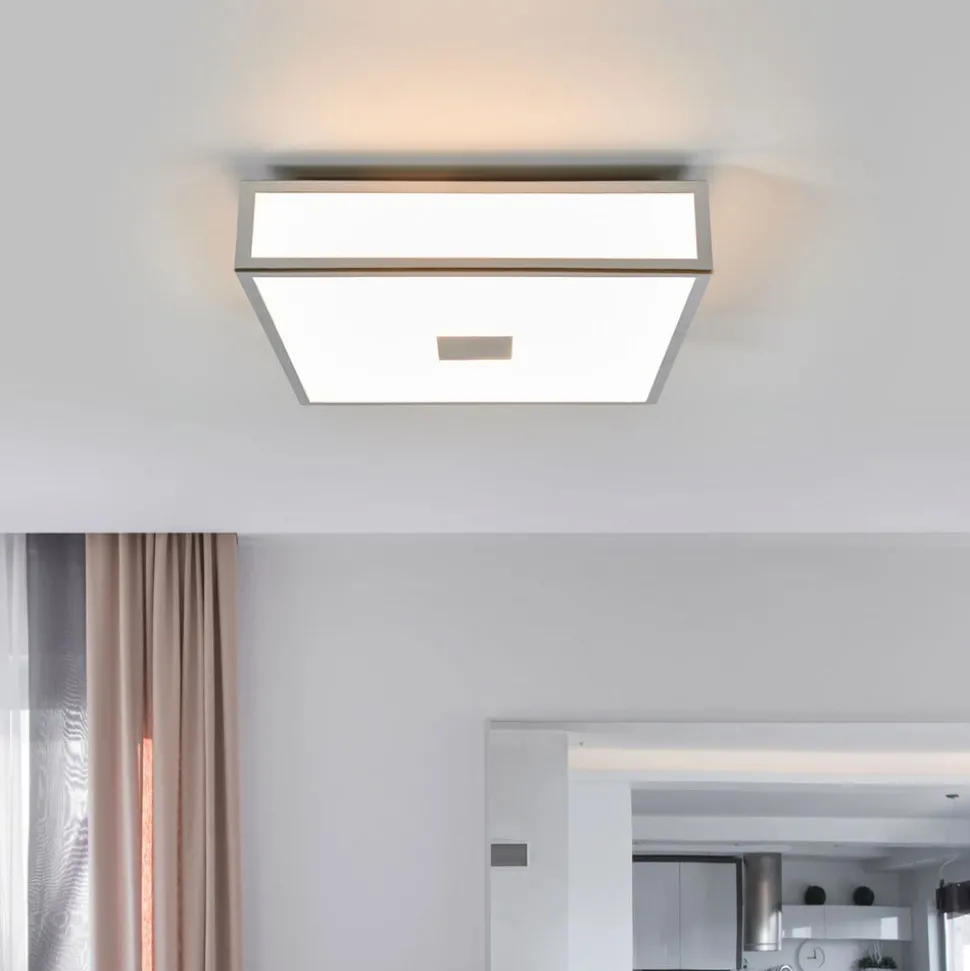 Lindby badkamer plafondlamp Eniola, 30 cm, wit/grijs, IP44