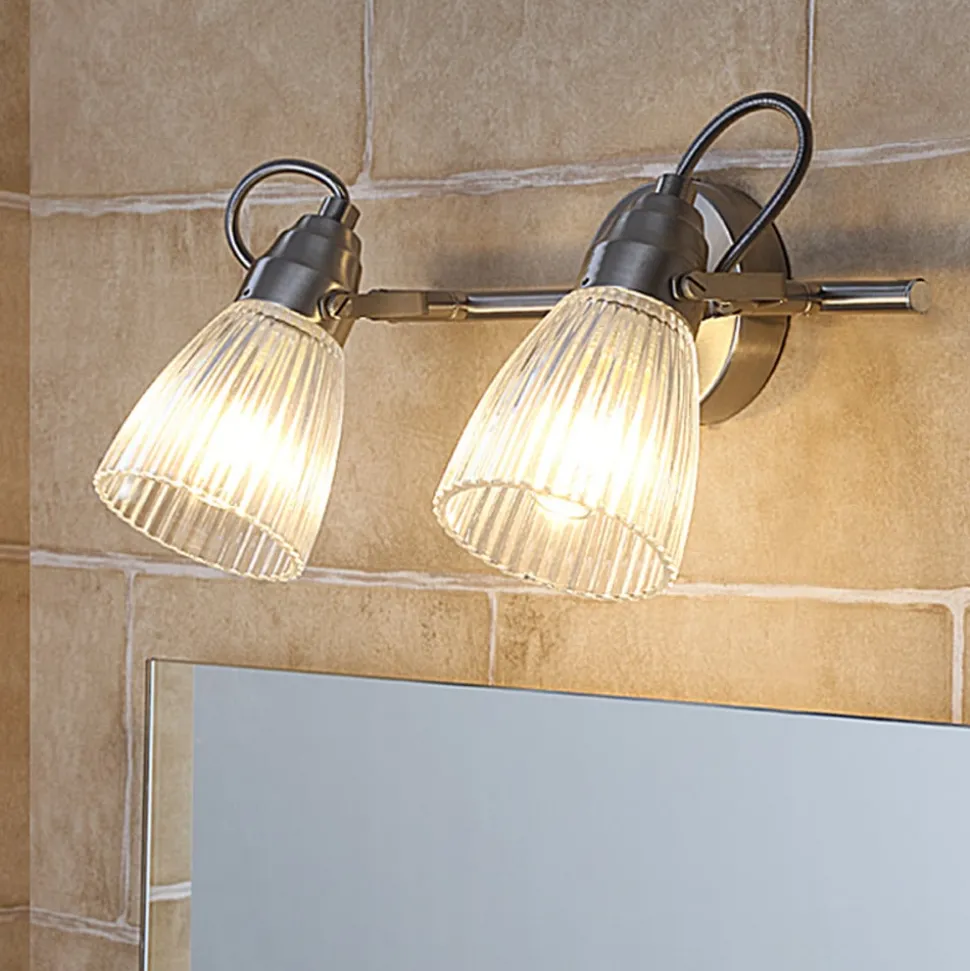 Lindby badkamer wandlamp Kara, 31 cm, 2-lamps, glas, IP44, G9