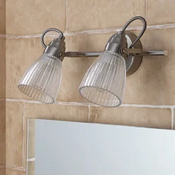 Lindby badkamer wandlamp Kara, 31 cm, 2-lamps, glas, IP44, G9