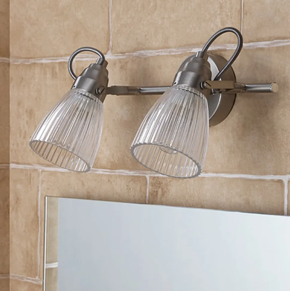 Lindby badkamer wandlamp Kara, 31 cm, 2-lamps, glas, IP44, G9