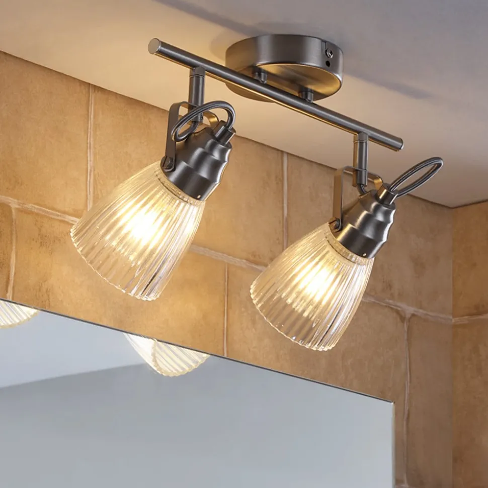 Lindby badkamer wandlamp Kara, 31 cm, 2-lamps, glas, IP44, G9