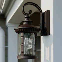 Lindby Barret buitenwandlamp, 39 cm, aluminium, bruin