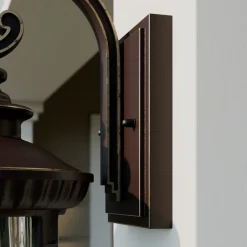 Lindby Barret buitenwandlamp, 39 cm, aluminium, bruin