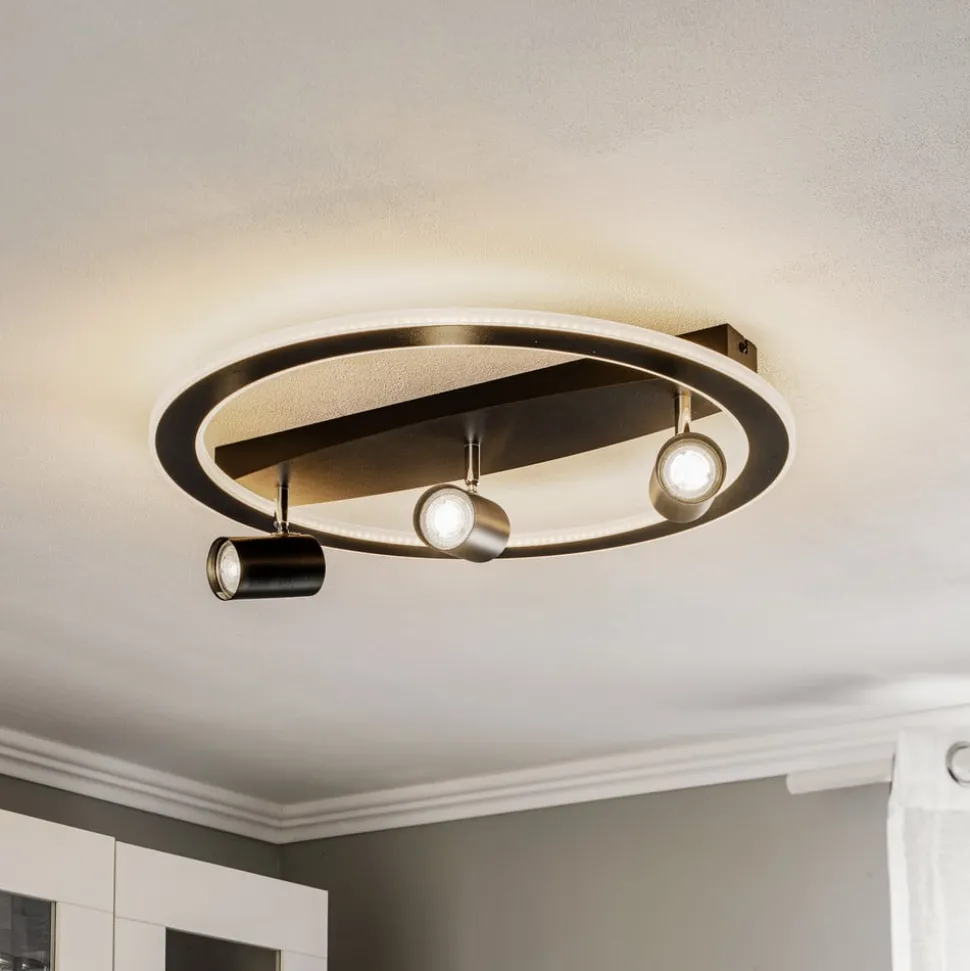 Lindby Berisha LED plafondlamp, 4-lamps, zwart