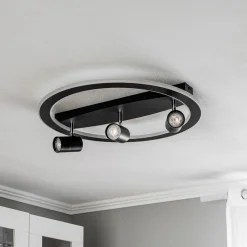 Lindby Berisha LED plafondlamp, 4-lamps, zwart