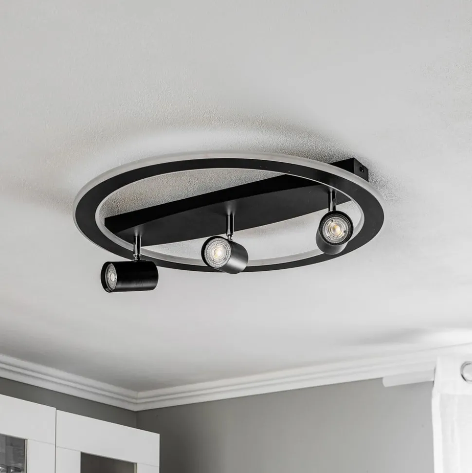 Lindby Berisha LED plafondlamp, 4-lamps, zwart