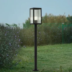 Lindby Bolgar tuinpadverlichting, zwart, metaal, glas, 15 cm