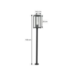 Lindby Bolgar tuinpadverlichting, zwart, metaal, glas, 15 cm