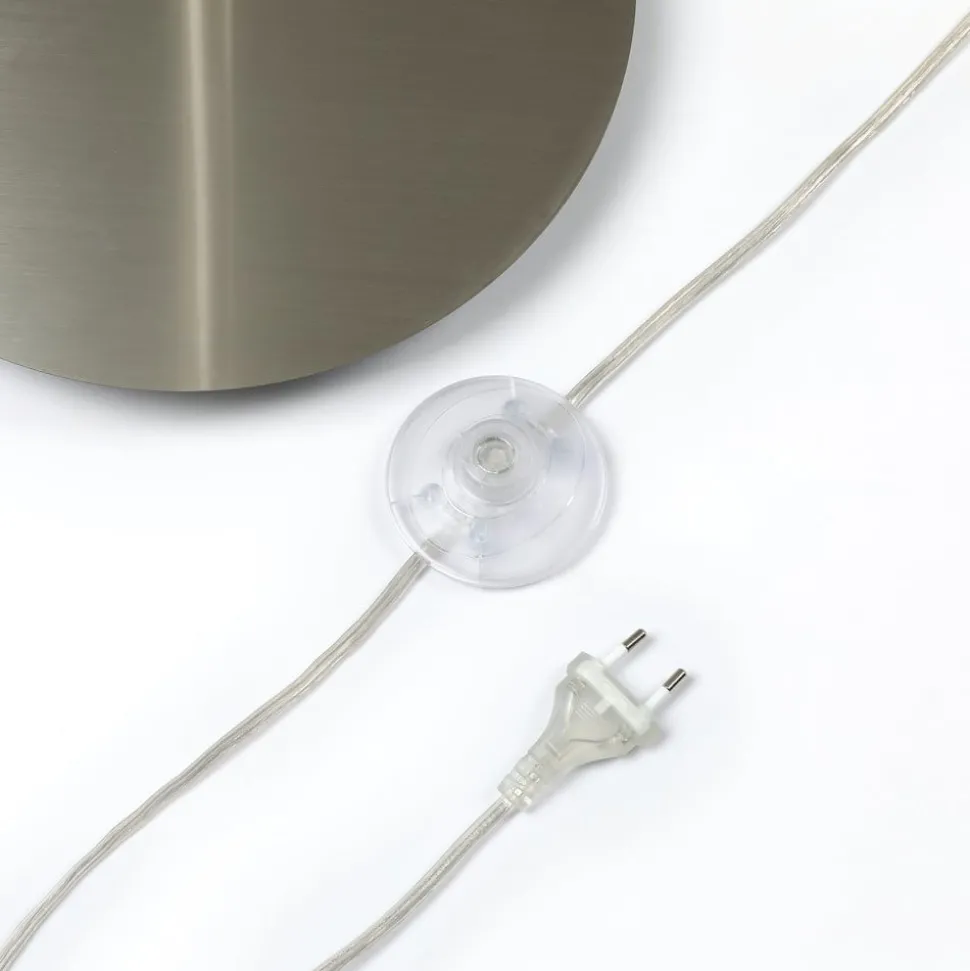 Lindby booglamp Cynthia, nikkelkleurig, glas, 140 cm, E27