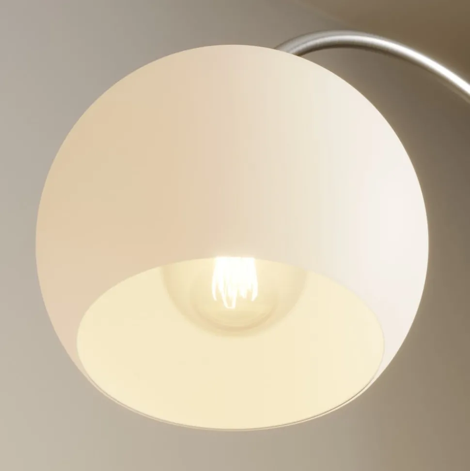 Lindby booglamp Cynthia, nikkelkleurig, glas, 140 cm, E27