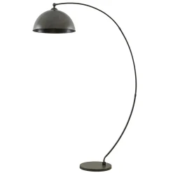 Lindby booglamp Jonera, grijs, metaal, E27, 185 cm hoog