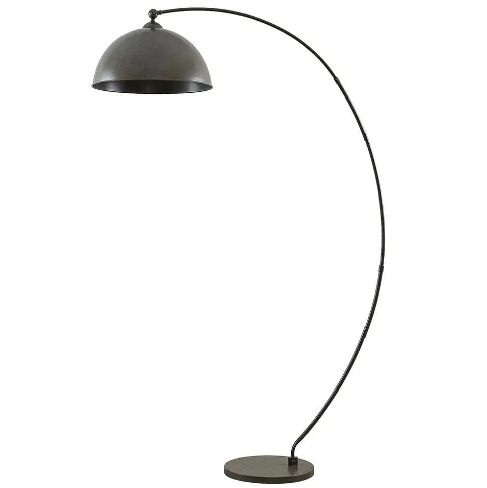 Lindby booglamp Jonera, grijs, metaal, E27, 185 cm hoog