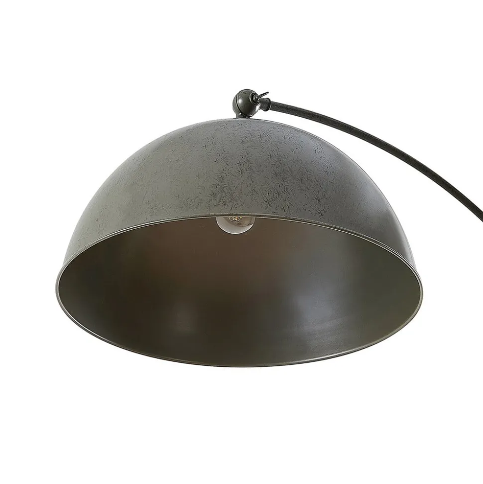 Lindby booglamp Jonera, grijs, metaal, E27, 185 cm hoog