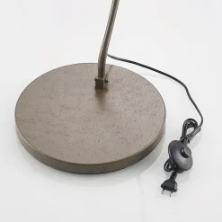 Lindby booglamp Jonera, grijs, metaal, E27, 185 cm hoog
