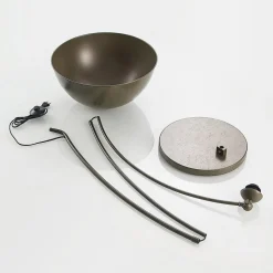 Lindby booglamp Jonera, grijs, metaal, E27, 185 cm hoog