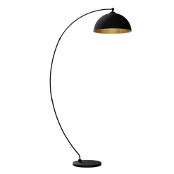Lindby booglamp Jonera, zwart, metaal, E27, hoogte 185cm