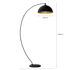 Lindby booglamp Jonera, zwart, metaal, E27, hoogte 185cm