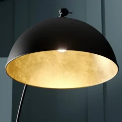 Lindby booglamp Jonera, zwart, metaal, E27, hoogte 185cm