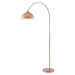 Lindby booglamp Lennart, koper, in hoogte verstelbaar, E27