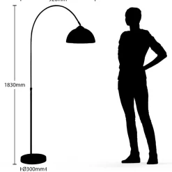 Lindby booglamp Lennart, koper, in hoogte verstelbaar, E27