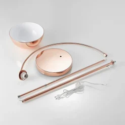 Lindby booglamp Lennart, koper, in hoogte verstelbaar, E27