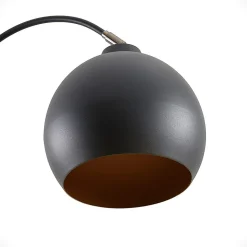 Lindby booglamp Minali, zwart, metaal, 148 cm hoog, E27