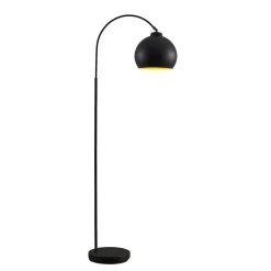 Lindby booglamp Minali, zwart, metaal, 148 cm hoog, E27