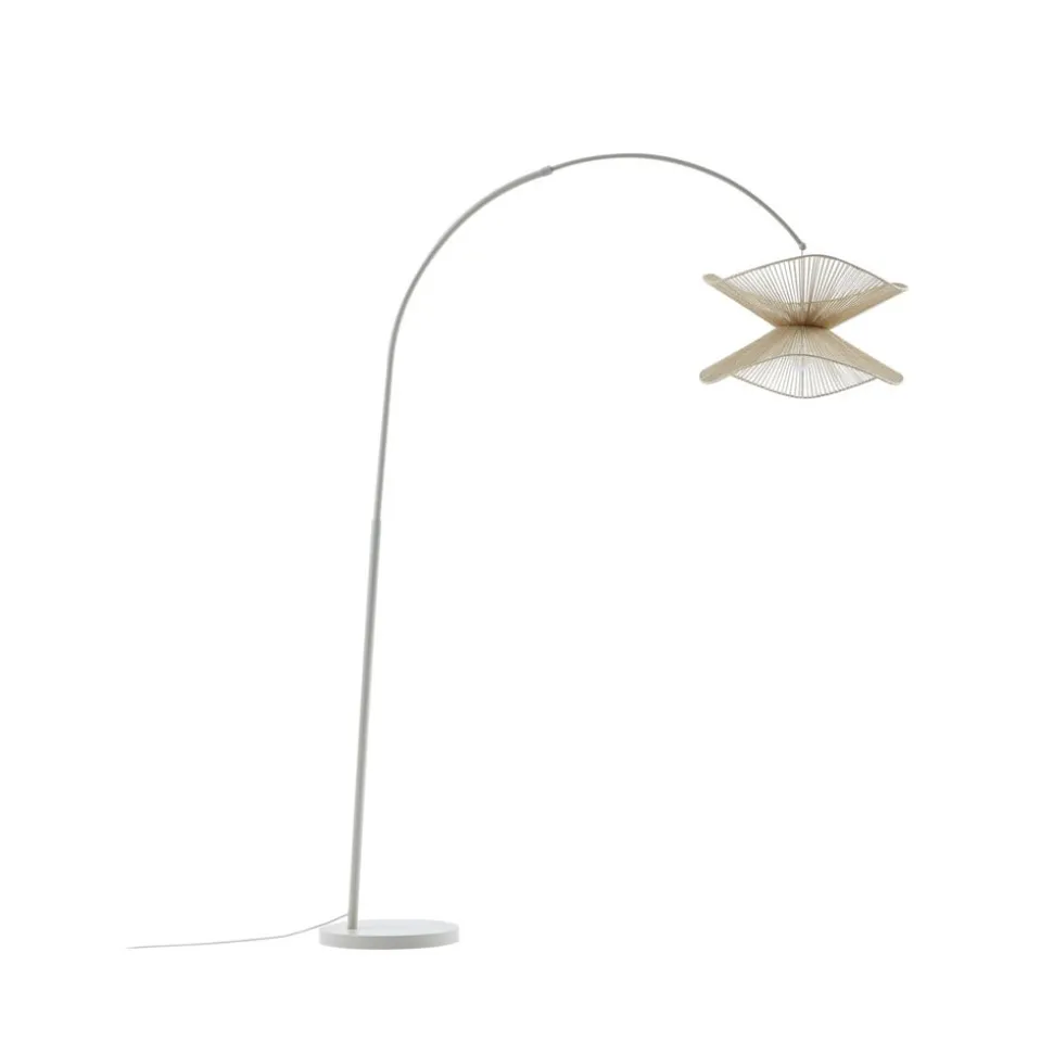 Lindby booglamp Valdorin, beige, papier, 195 cm, IP20