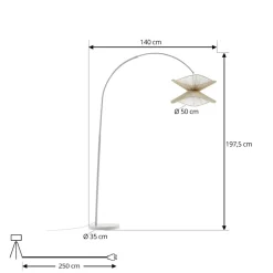 Lindby booglamp Valdorin, beige, papier, 195 cm, IP20