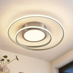 Lindby Bovia LED plafondlamp, CCT, dimbaar, nikkel