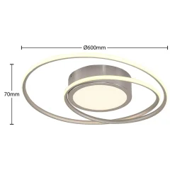 Lindby Bovia LED plafondlamp, CCT, dimbaar, nikkel