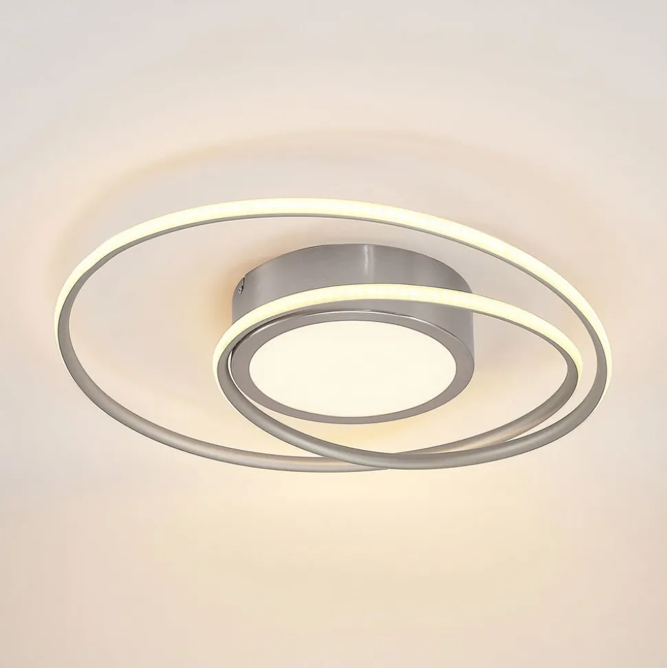 Lindby Bovia LED plafondlamp, CCT, dimbaar, nikkel