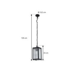 Lindby buiten hanglamp Bolgar, zwart, metaal, glas