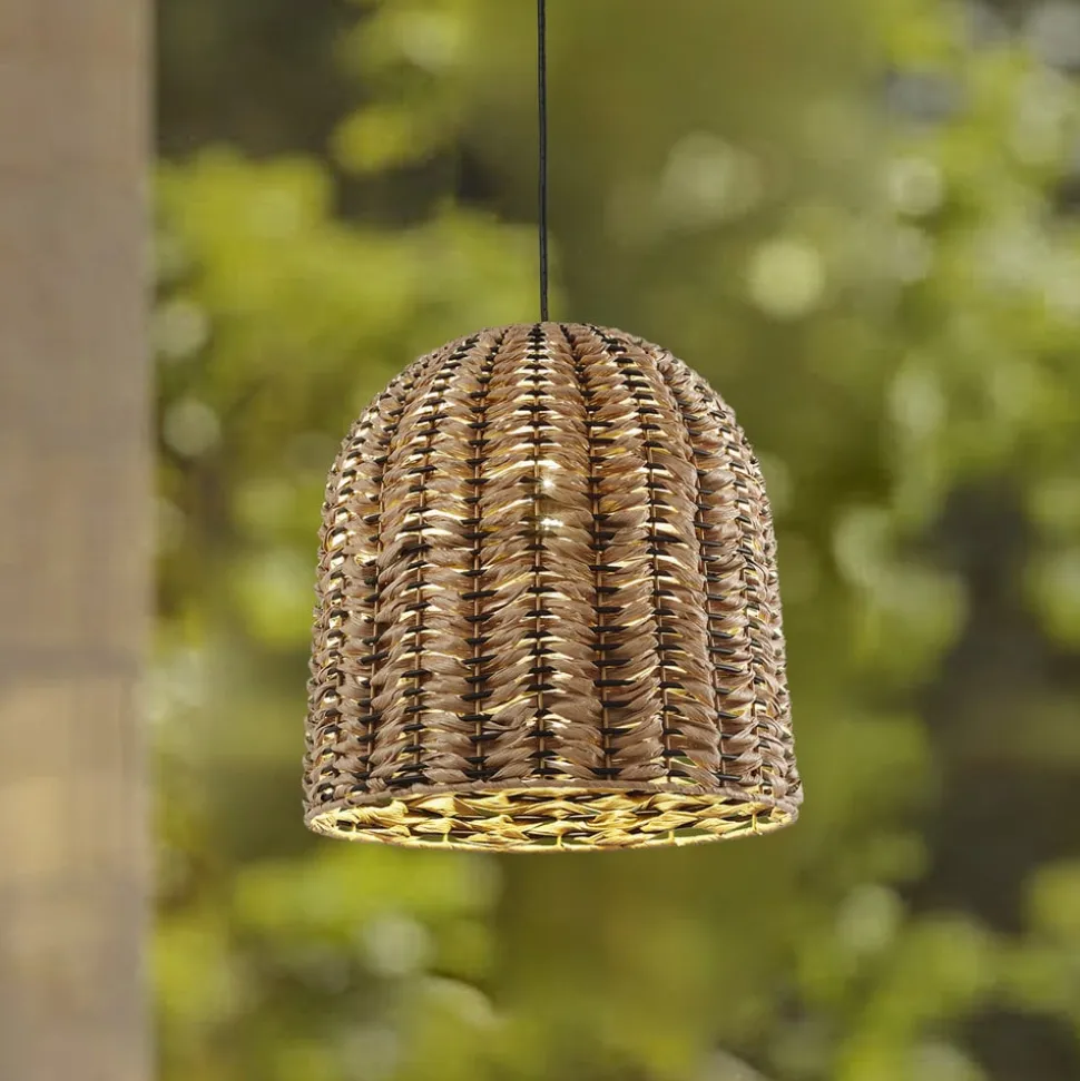 Lindby buiten hanglamp Taryn, bruin, kunststof, IP44 35cm