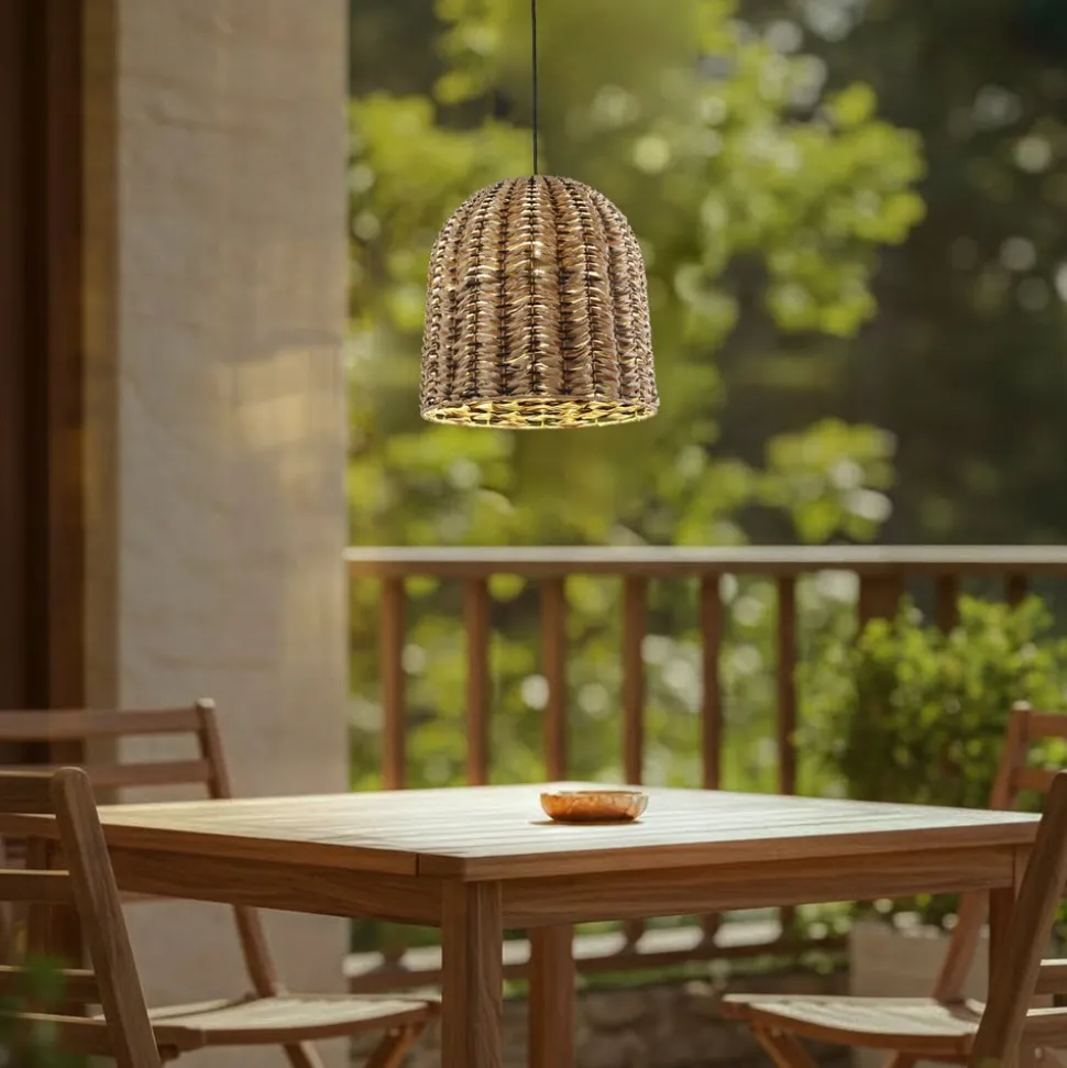 Lindby buiten hanglamp Taryn, bruin, kunststof, IP44 35cm