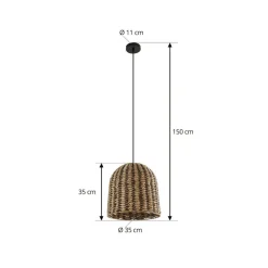 Lindby buiten hanglamp Taryn, bruin, kunststof, IP44 35cm