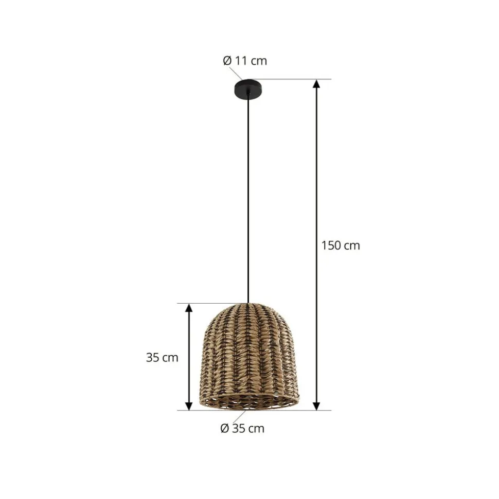 Lindby buiten hanglamp Taryn, bruin, kunststof, IP44 35cm