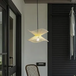 Lindby buiten hanglamp Valdorin, beige, katoen, Ø 40cm