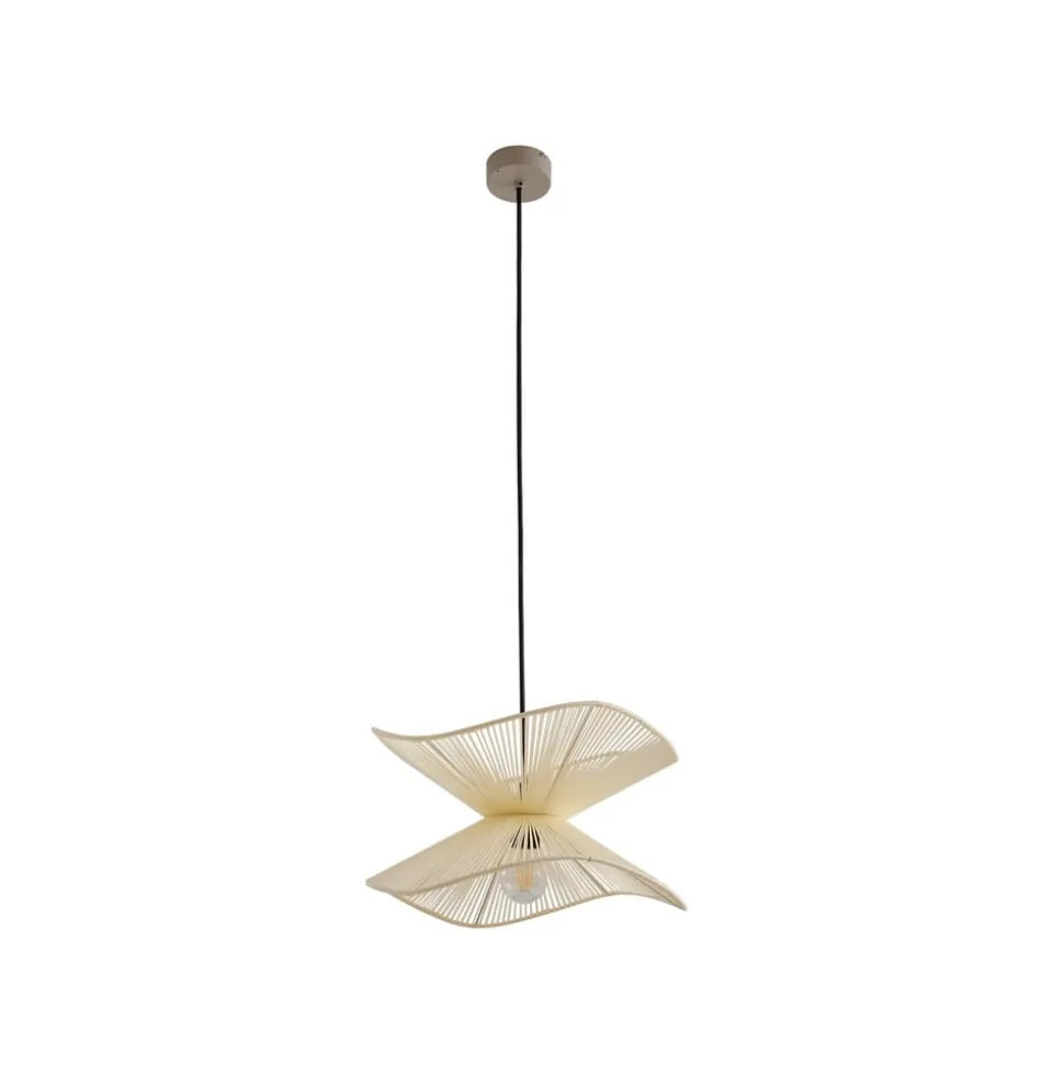 Lindby buiten hanglamp Valdorin, beige, katoen, Ø 40cm